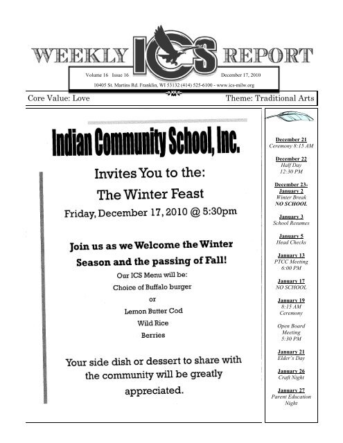 12/17/2010 (PDF) - Indian Community School of Milwaukee