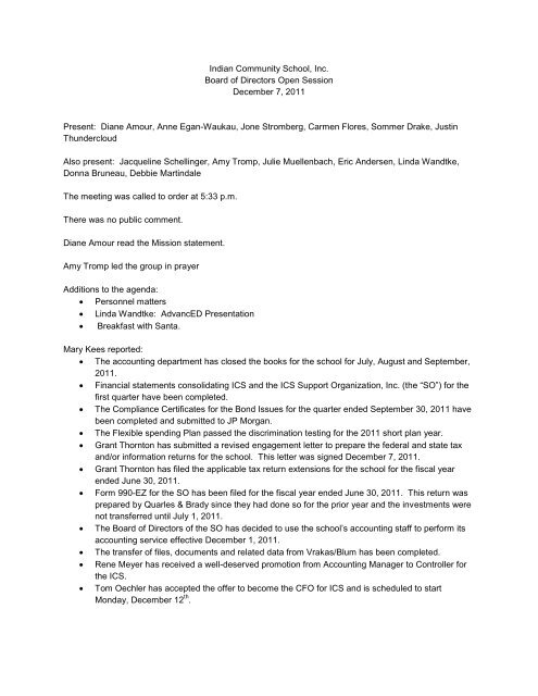 12/07/11 Meeting (PDF) - Indian Community School of Milwaukee
