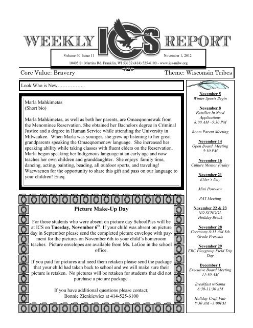 11/1/2012 (PDF) - Indian Community School of Milwaukee
