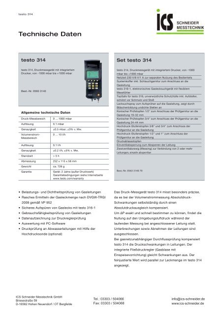 technisches Datenblatt - ICS Schneider Messtechnik GmbH