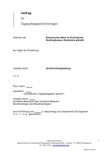 TP Vertrag Stand 01 10 2013 - Diakonisches Werk im Kirchenkreis ...