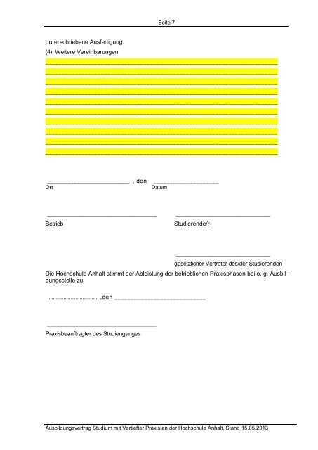 Muster-Ausbildungsvertrag (PDF) - Hochschule Anhalt