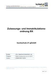 Zulassung - Hochschule 21