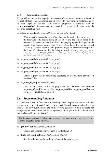 SIS - Application Programmatic Interface, Reference Manual - ICS ...