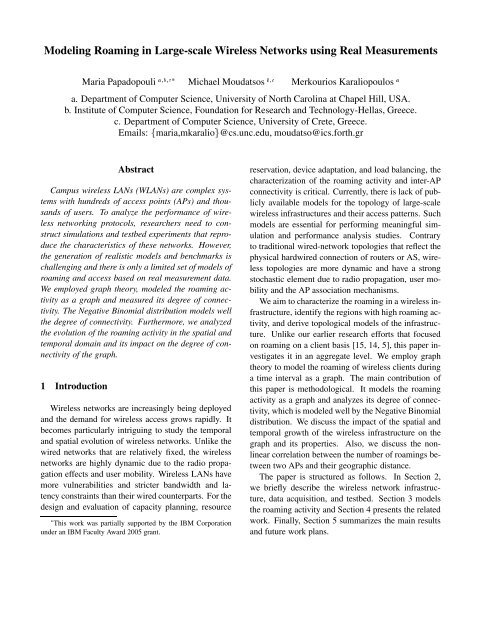 Modeling Roaming in Large-scale Wireless Networks using Real ...