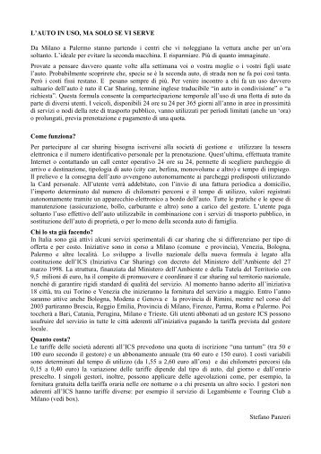 Rassegna Stampa Anno 2005 - Iniziativa Car Sharing