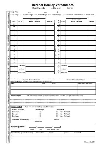 Spielbericht Erwachsene - Berliner Hockey-Verband e.v.