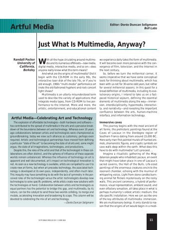 Just What Is Multimedia, Anyway - IEEE Computer Society