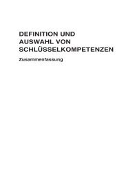 DEFINITION UND AUSWAHL VON SCHLÃSSELKOMPETENZEN