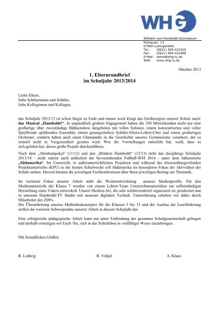 PDF-Download des Elternbriefs - Wilhelm-von-Humboldt-Gymnasium