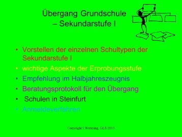 Wichtige Informationen zum Ãœbergang von der Grundschule zur ...