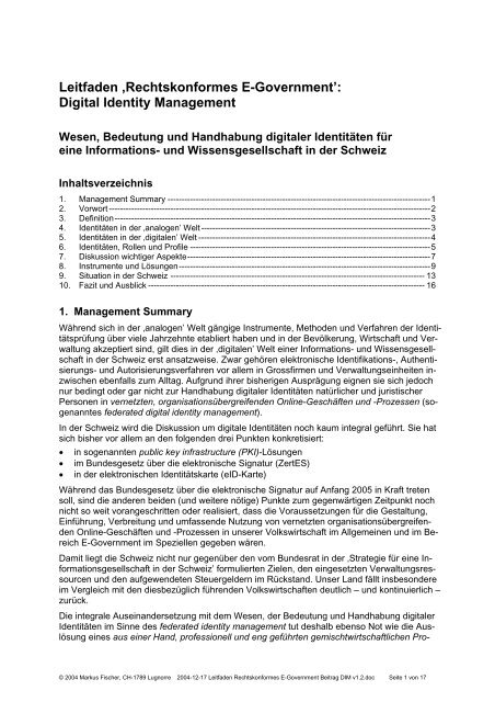 Bericht und Antrag - Short Information about the ICT 21 process