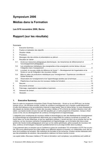 Rapport - Short Information about the ICT 21 process