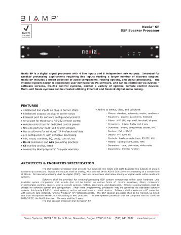 BIAMP Nexia SP (pdf | english) - ICT Rental