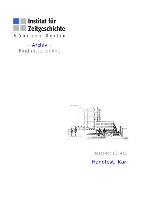- Archiv - Findmittel online Handfest, Karl - Institut für Zeitgeschichte