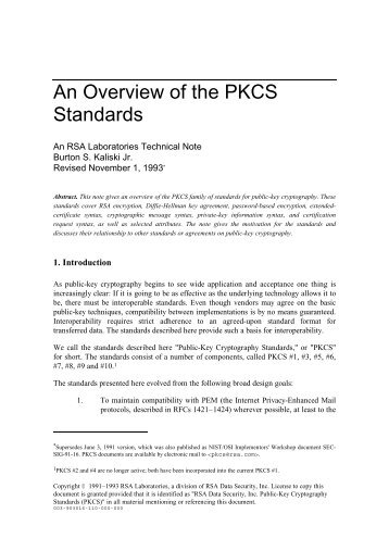 An Overview of the PKCS Standards