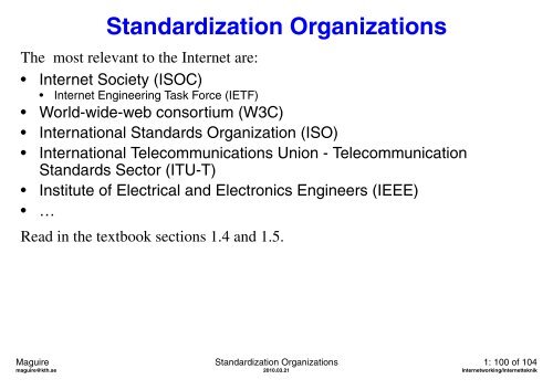 Lectures notes for 2010 - KTH