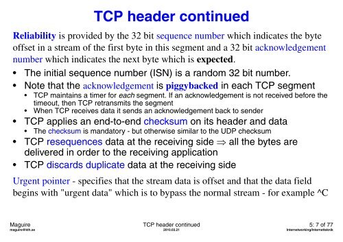 Lectures notes for 2010 - KTH