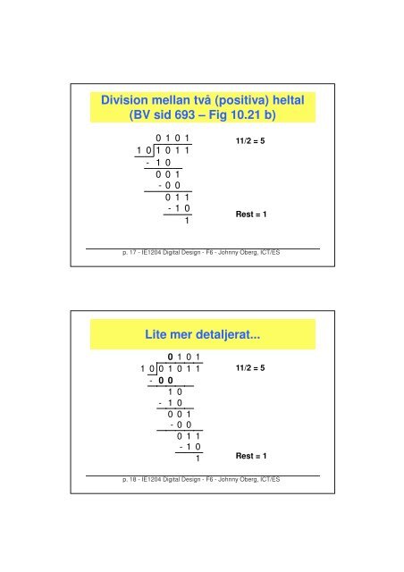 Digital aritmetik: Multiplikation och division. Talrepresentation