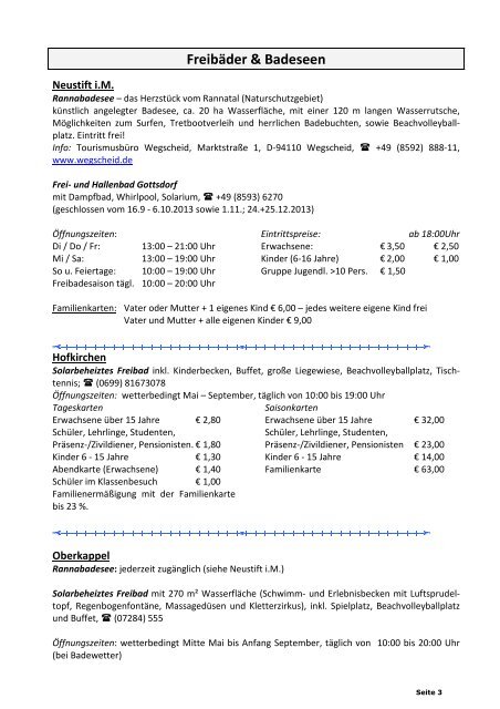 Freizeitmagazin - Familienurlaub in Neustift ob der Donau