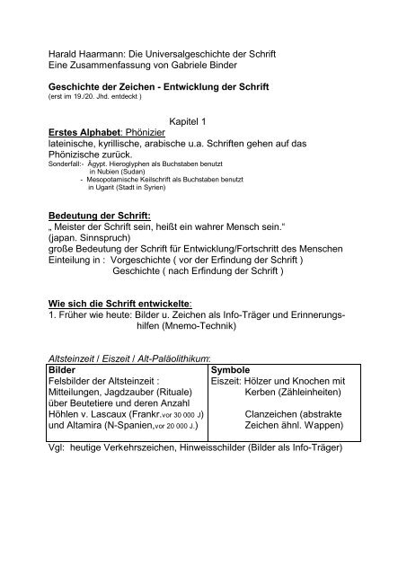 Universalgeschichte Der Schrift Zusammenfassungpdf - 