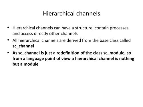 Interfaces, channels and ports