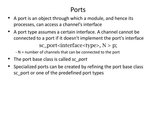 Interfaces, channels and ports