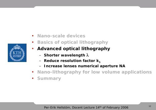 Nano-Lithography - KTH