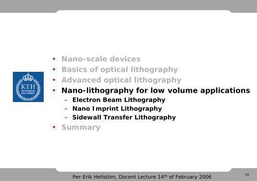 Nano-Lithography - KTH