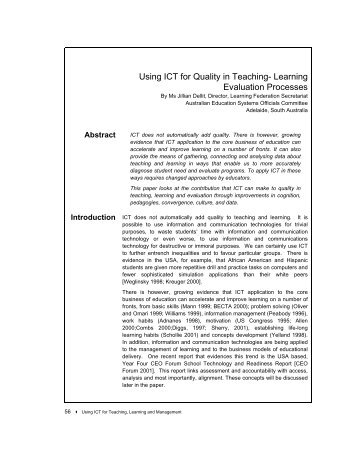 Using ICT for Quality in Teaching- Learning Evaluation Processes