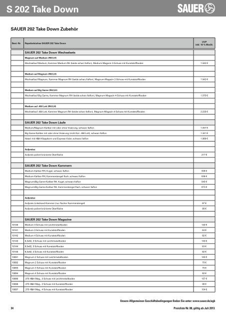 Preisliste 2013 - Sauer