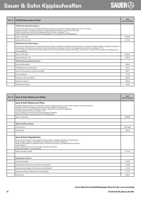 Preisliste 2013 - Sauer