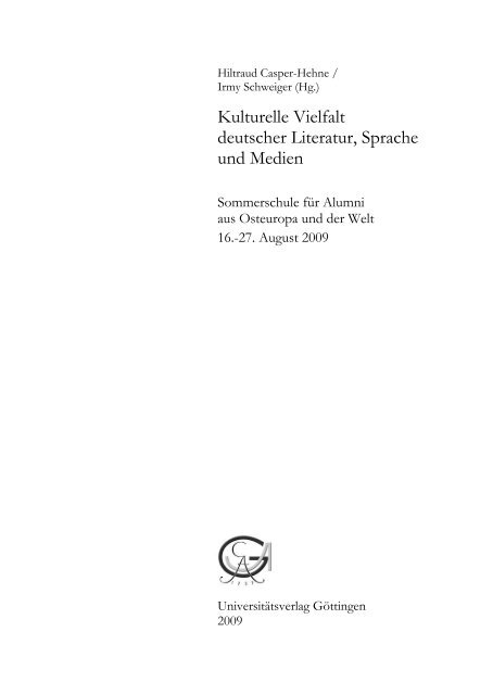 Kulturelle Vielfalt deutscher Literatur, Sprache und ... - SUB  Göttingen