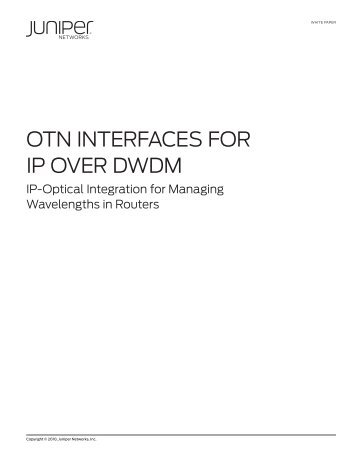 OTN Interfaces for IP over DWDM - ICT Networks