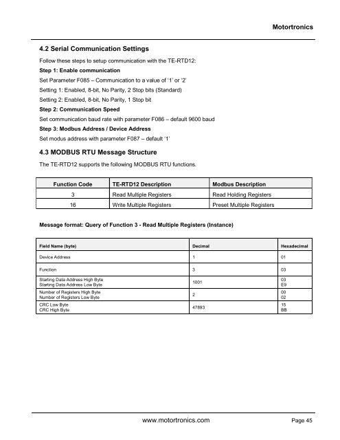 TE-RTD12 User Manual - I.C.T. Power Company Inc.