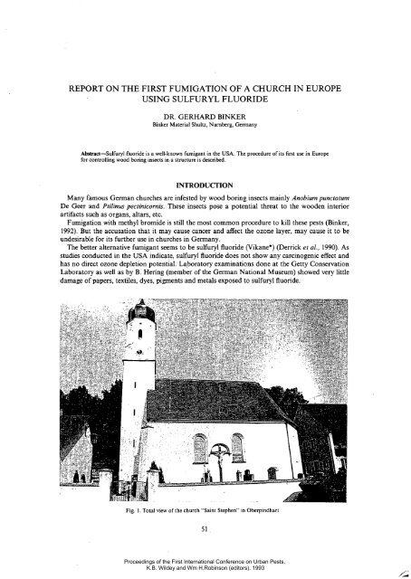 report on the first fumigation of a church in europe using sulfuryl ...