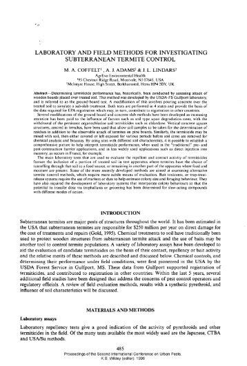 laboratory and field methods for investigating subterranean termite ...