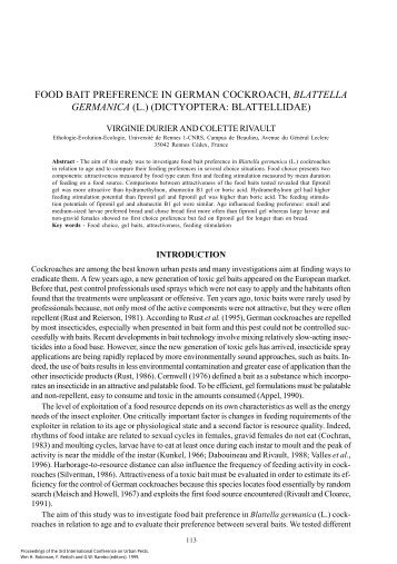 food bait preference in german cockroach, blattella germanica