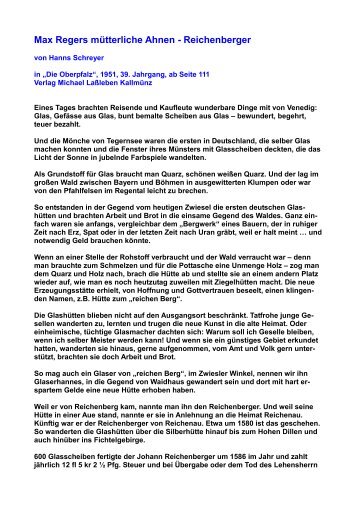 Max Regers mÃ¼tterliche Ahnen - Reichenberger - familienforschung ...