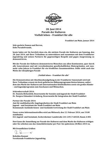 Ausschreibung Parade der Kulturen 2014 (pdf ... - Frankfurt am Main