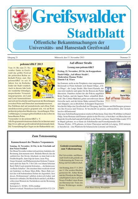 Stadtblatt - Hansestadt Greifswald