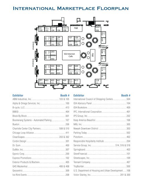 exhibitor roster - International Downtown Association