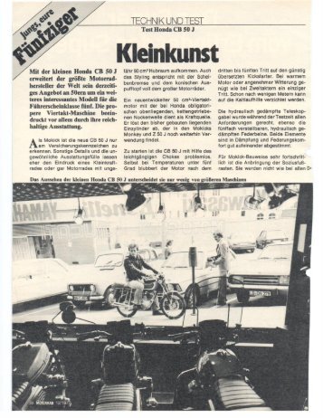 Honda CB 50 Testbericht 1977 - Die Kleinkraftrad IG