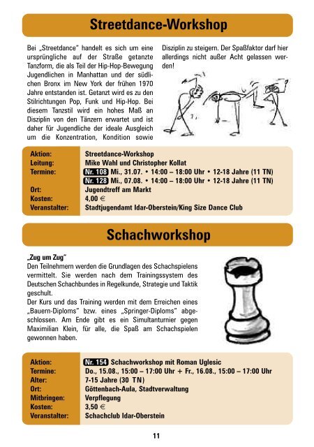 Programmheft mit Anmeldeformular - Idar-Oberstein