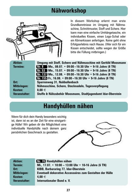 Programmheft mit Anmeldeformular - Idar-Oberstein