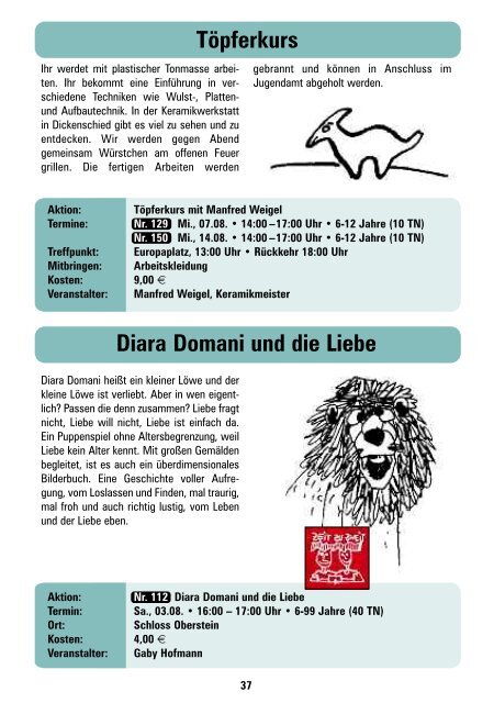 Programmheft mit Anmeldeformular - Idar-Oberstein