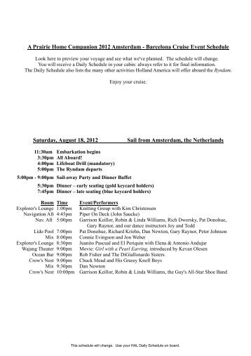 2012 Cruise Event Schedule Public - A Prairie Home Companion ...