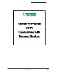 RFP for Outsourcing ATM Managed Services - IDBI Bank
