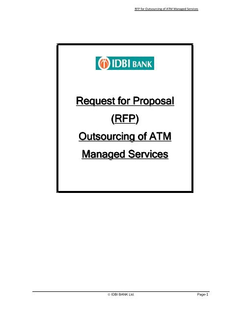 rfp for outsourcing atm managed services idbi bank interest expense cash flow statement