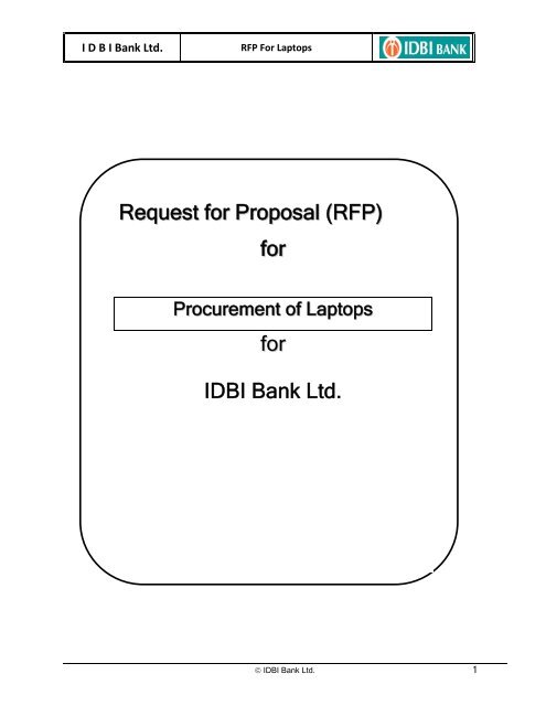 Request for Proposal (RFP) for for IDBI Bank Ltd.